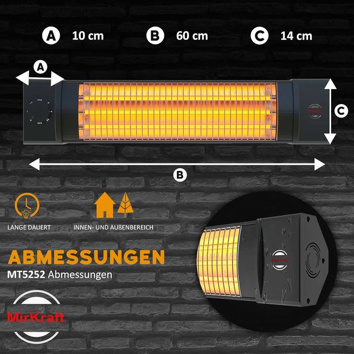 Promiennik podczerwieni zewnątrz/wewnątrz  MirKraft 1800W