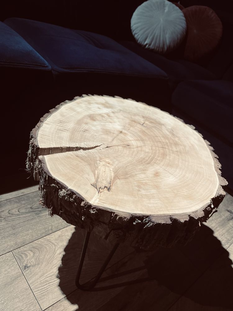 Stół Stolik Dębowy Jesion  Naturalne Drewno Plaster 40-70cmDrewna