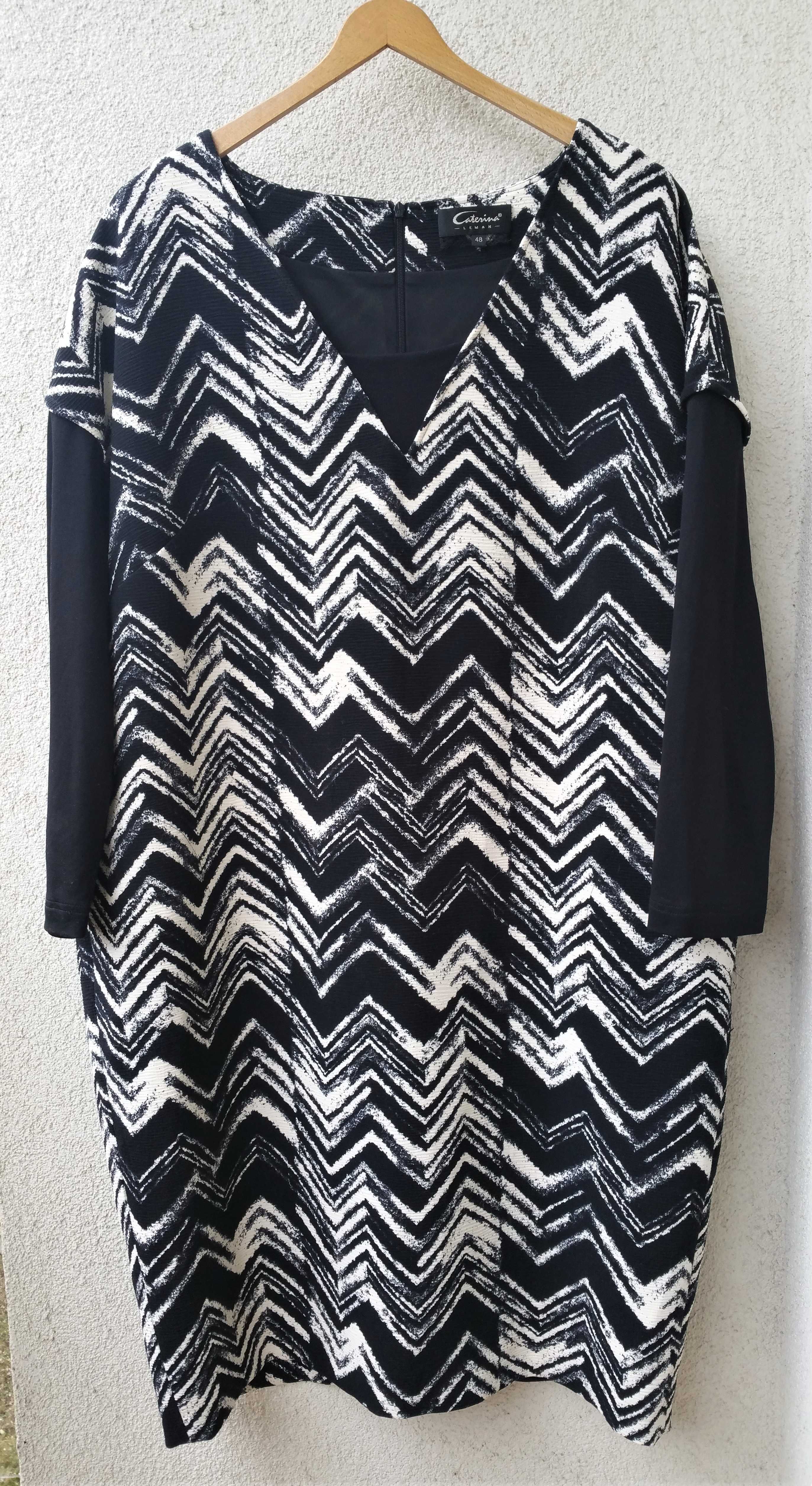 4XL/48 Caterine Leman Sukienka Streczowa Wąski Rękaw