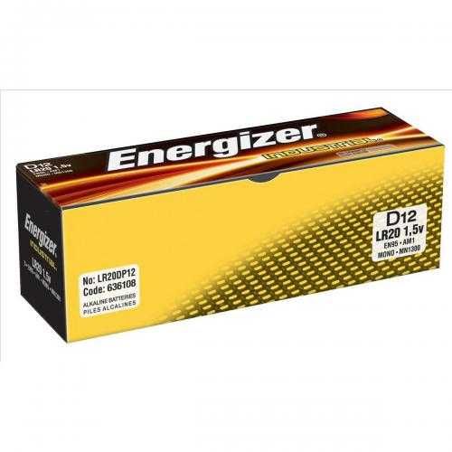 Baterias Profissionais ∎ Energizer ∎ LR20 ∎ 1.5V D ∎ Pacote de 12