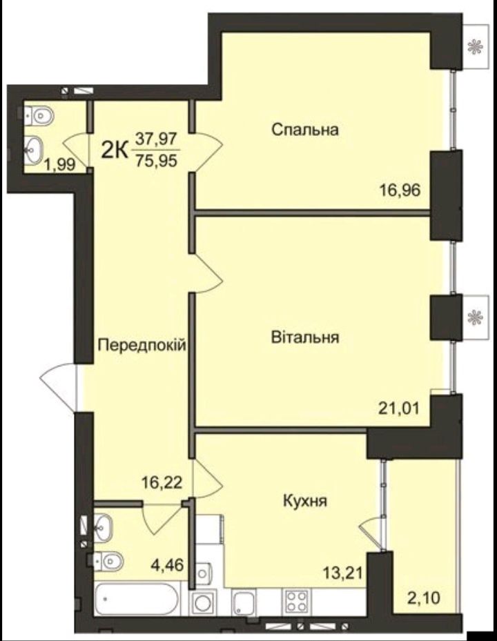 2кімн. ЖК" Житловий Будинок  № 2"