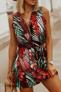 Piękna sukienka mini w palmy.
