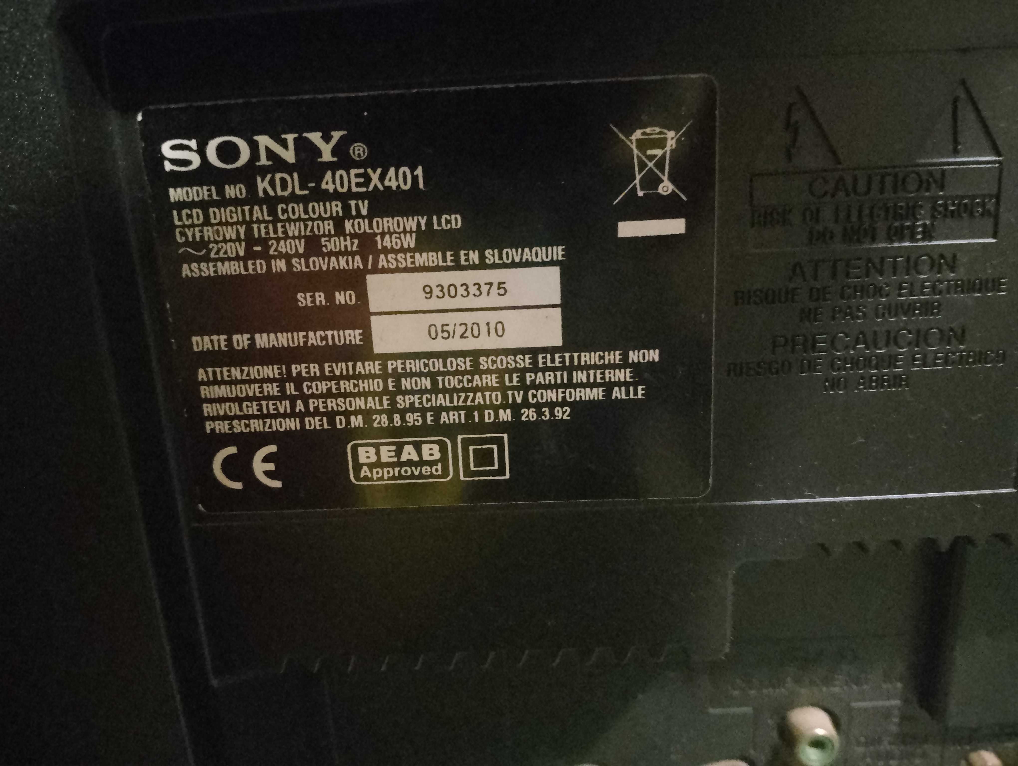 telewizor SONY KDL-40EX401 40' - stopa, głośniki, części