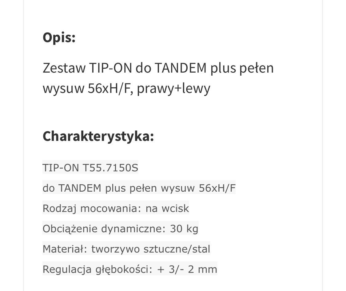 Blum Tip-on Tandem T 55.7150S