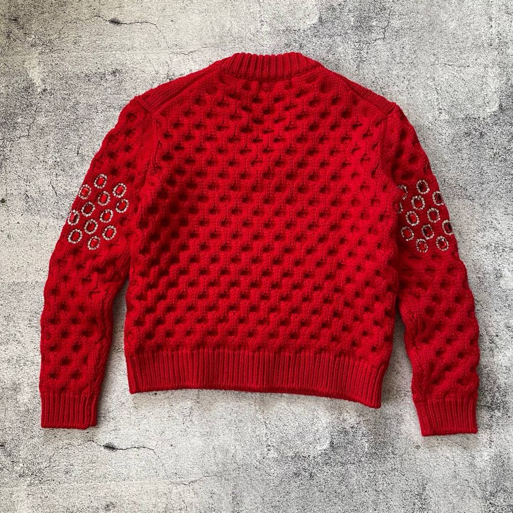 Светер Prada Red Wool Chunky-knit Crystal Embellished