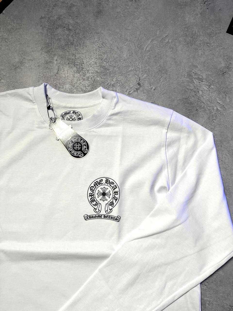 Білий Лонгслів Chrome Hearts з бірками (Хром Хартс)