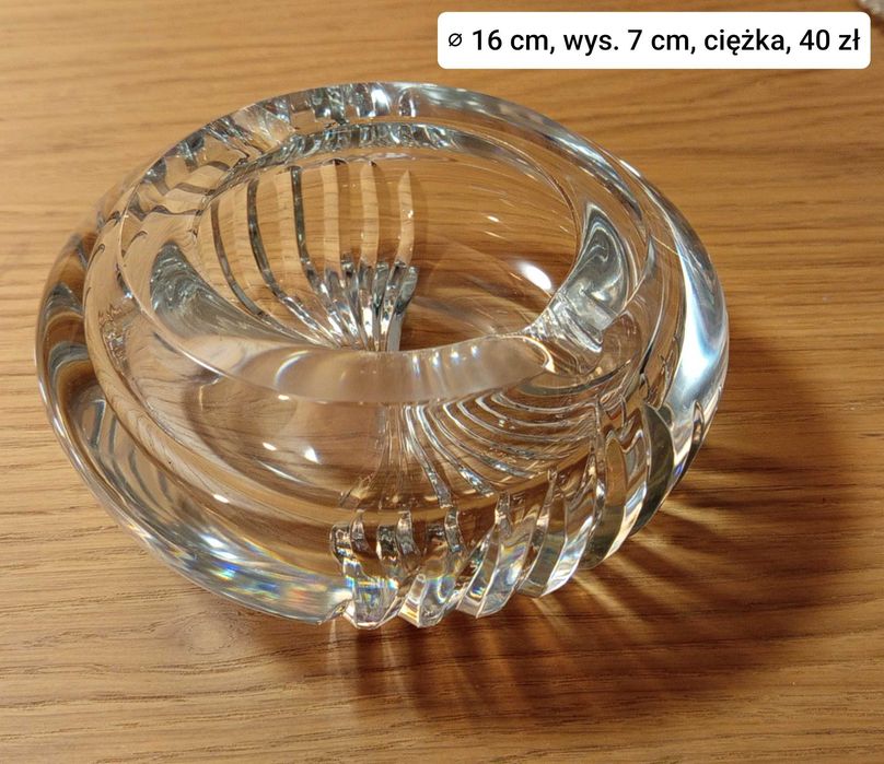 Duża kryształowa popielniczka Retro PRL