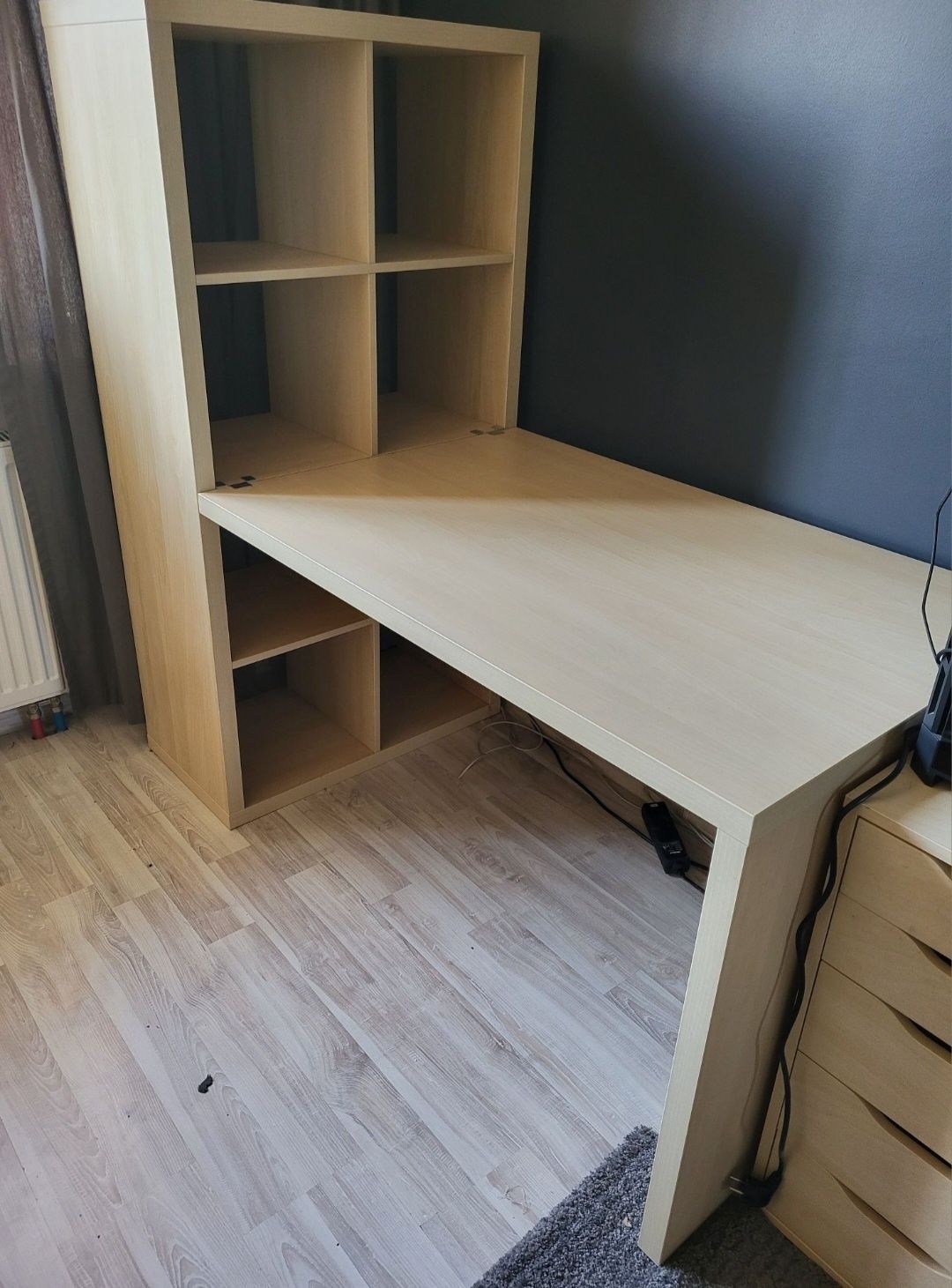 Regał Kallax plus biurko Ikea brzoza