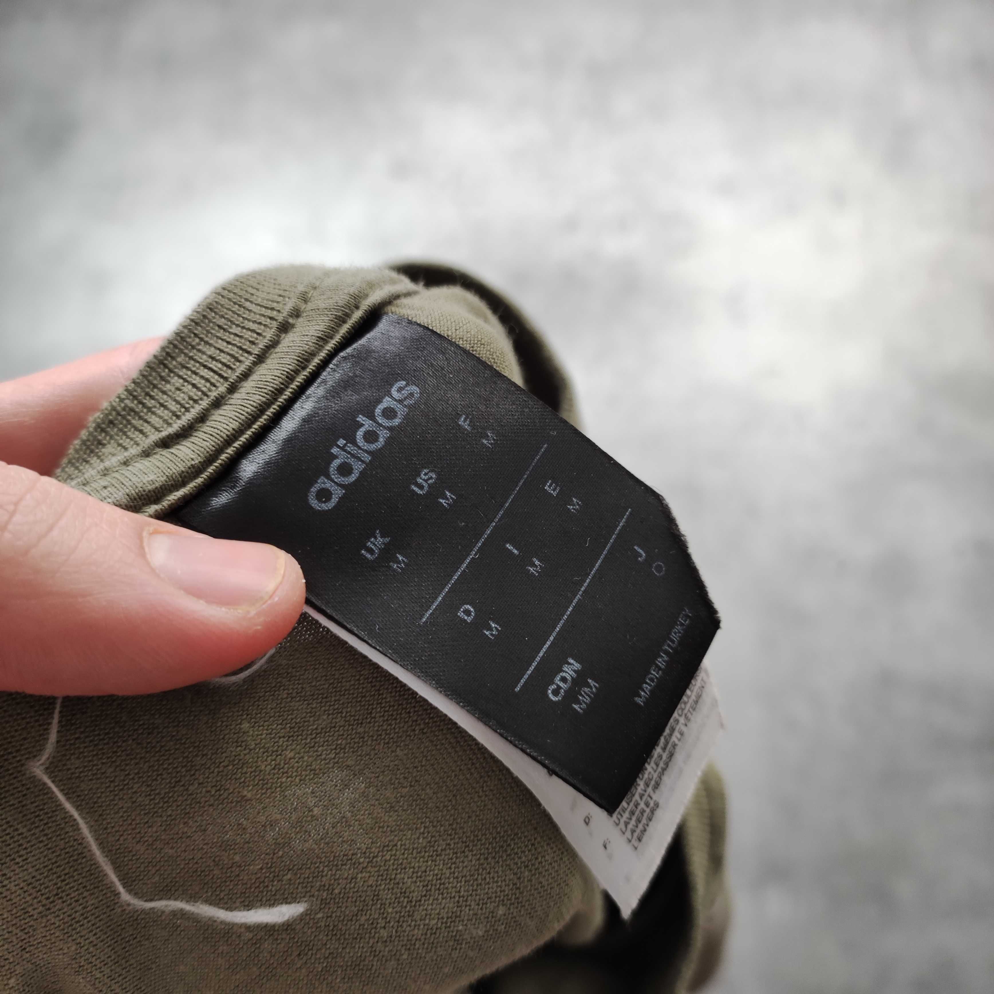 MĘSKA Koszulka PREMIUM Adidas Duże Logo Bawełna Khaki Oliwka Sport