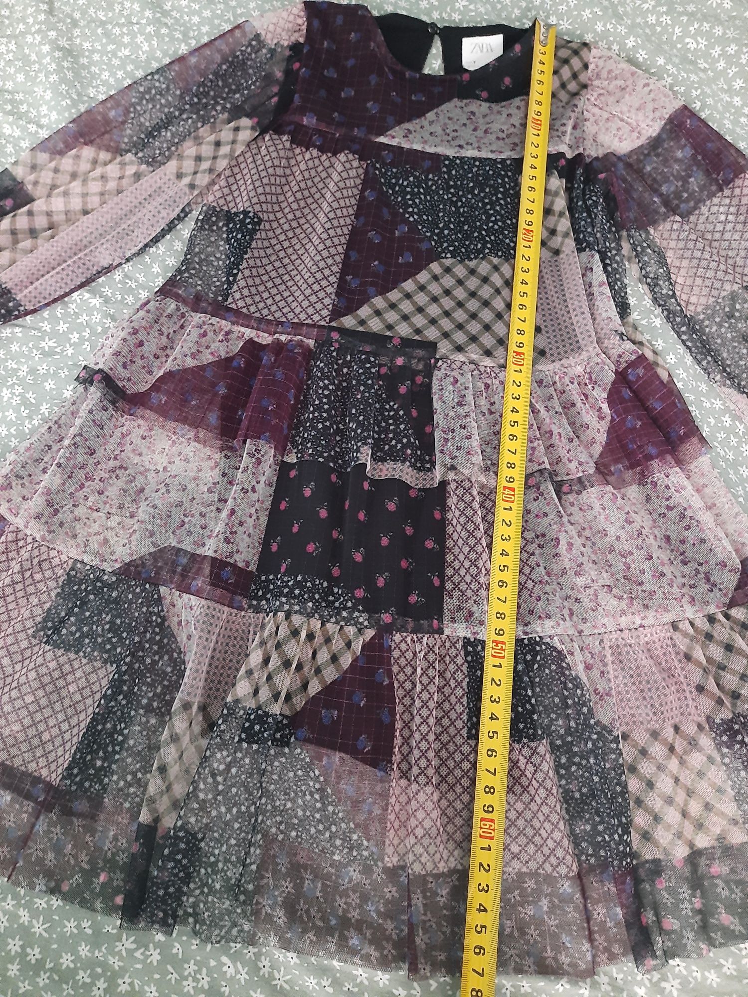 Zara sukienka tiulowa "patchwork"