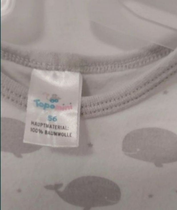 Zestaw pajacyk spodnie z wysokim stanem czapeczka i skarpetki r.56 H&M