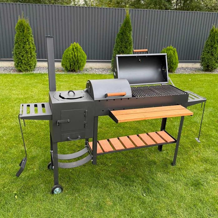 Посилений мангал-гриль 5 мм з термометром на 13 шампурів