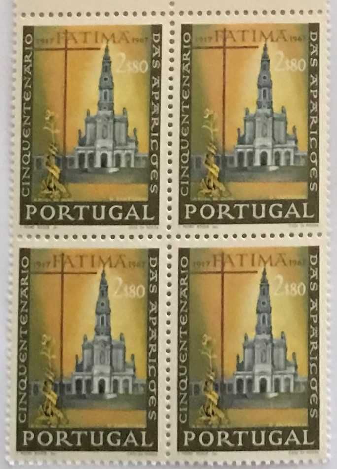 Quadra de selos novos de 2$80 - Cinq. das Aparições de Fátima - 1967