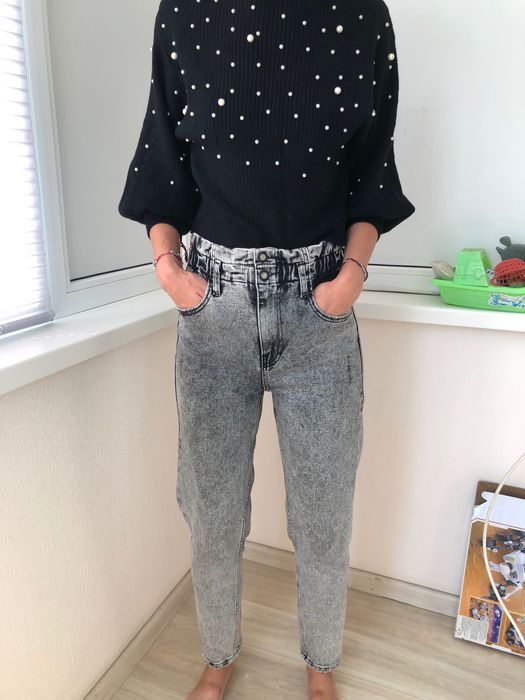 Джинси Mom сірого кольору