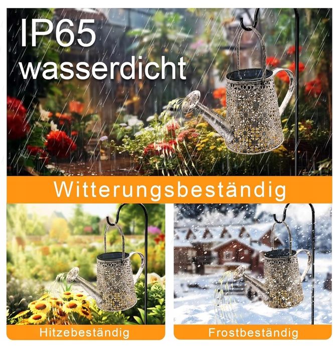 Solarna dekoracja ogrodowa, konewka z łańcuchem świetlnym LED