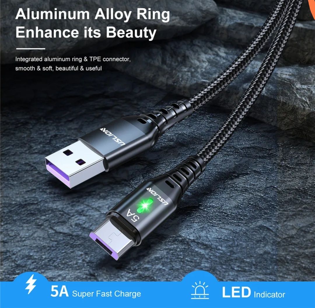 Кабель Uslion Micro USB, 5 A  1 m