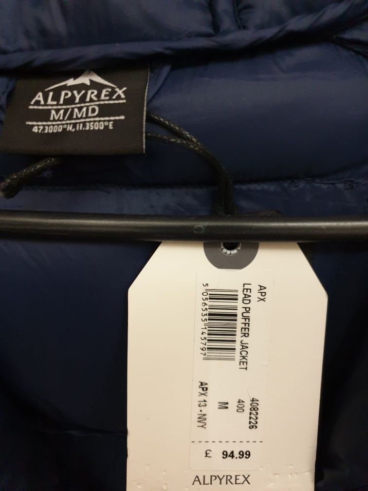 Alpyrex Granatowa Pikowana Kurtka Z Kapturem,rozmiar-M