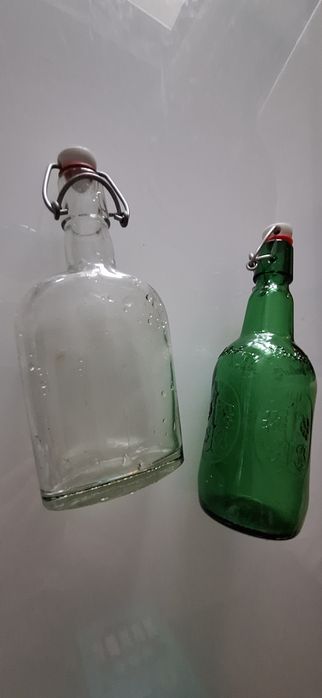 2 butelki 0,5l zielona 0,4l biała z ceramicznym kapslem