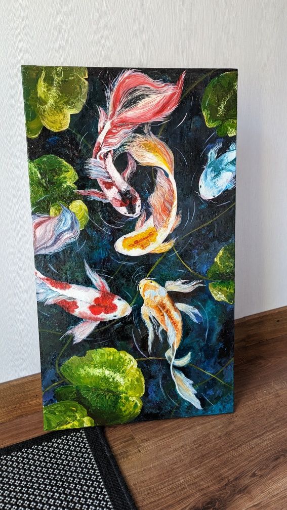 Obraz ryby feng shui/ Obraz olejny 40x70
