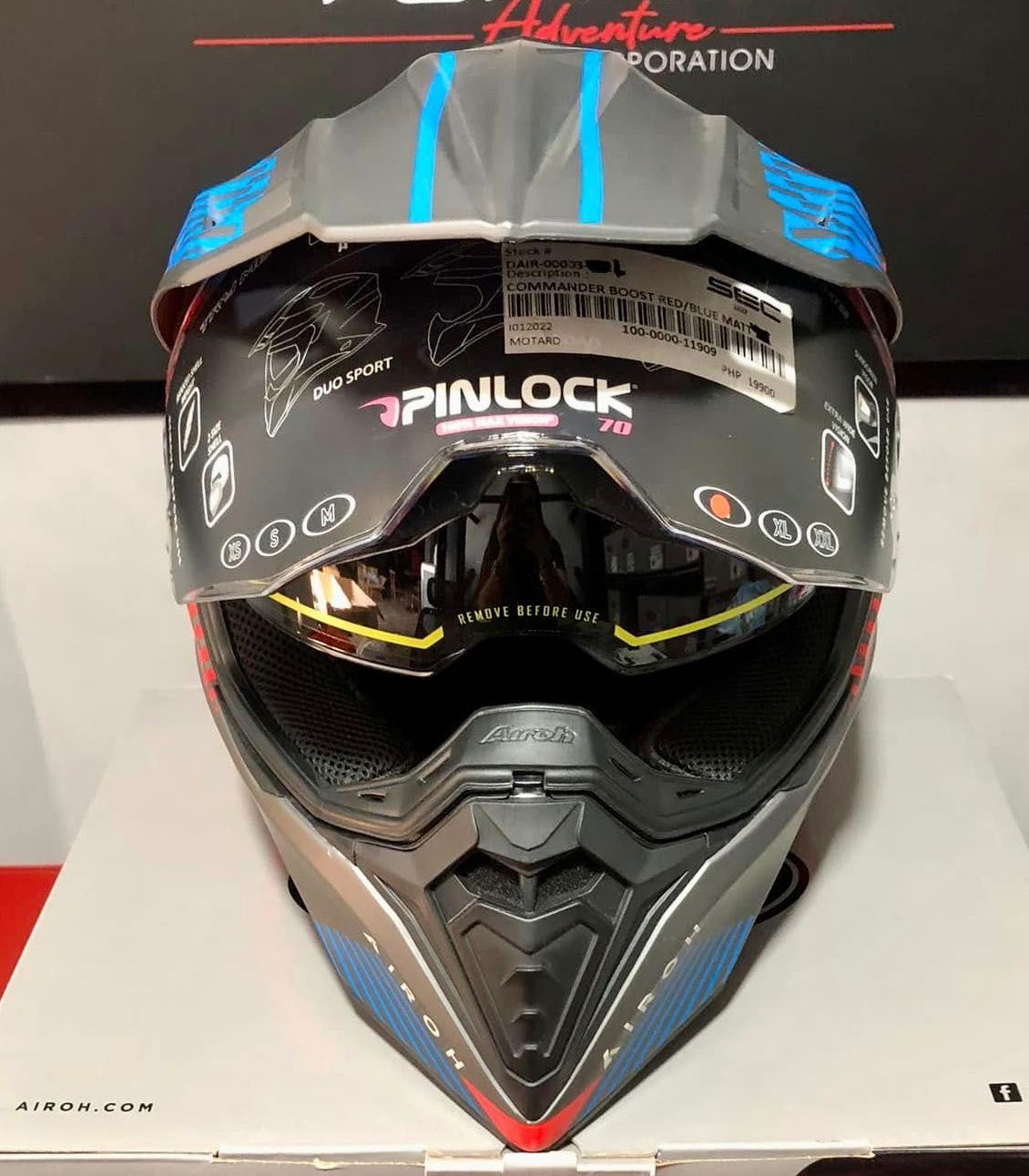 Capacete (NOVO) Airoh Commander Verm/azul Matt.40% DESCONTO.Em S e XS