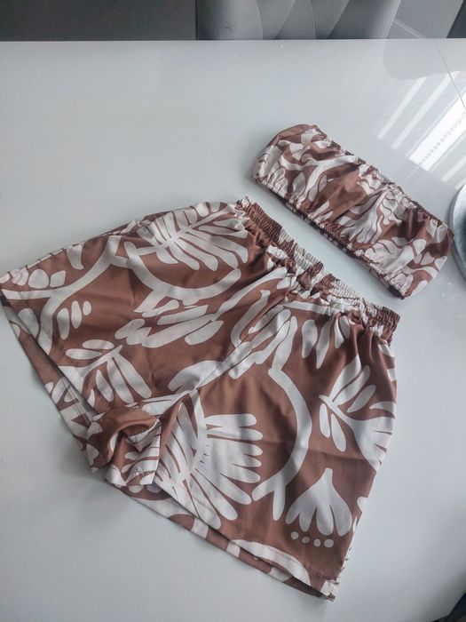 Made in Italy cudny NOWY komplet zestaw na lato boho szorty top 36/38