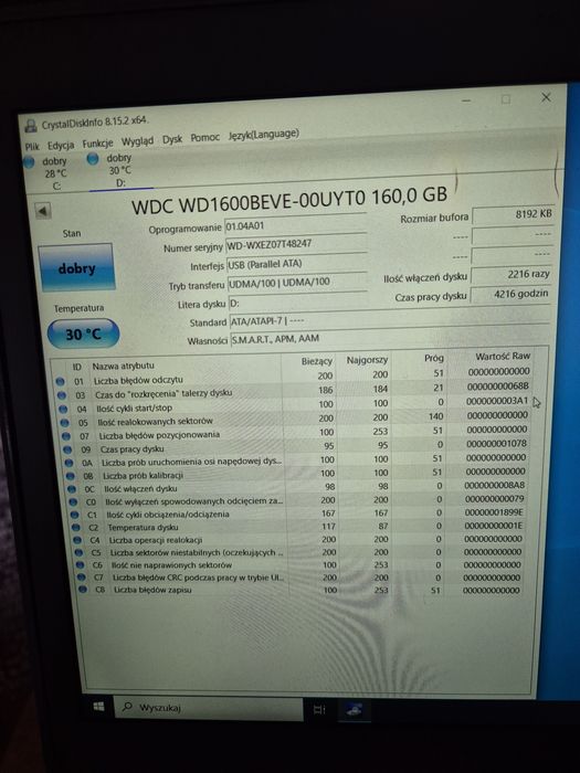 2 x Dysk twardy ATA IDE 2.5 cala 160Gb i 30Gb
