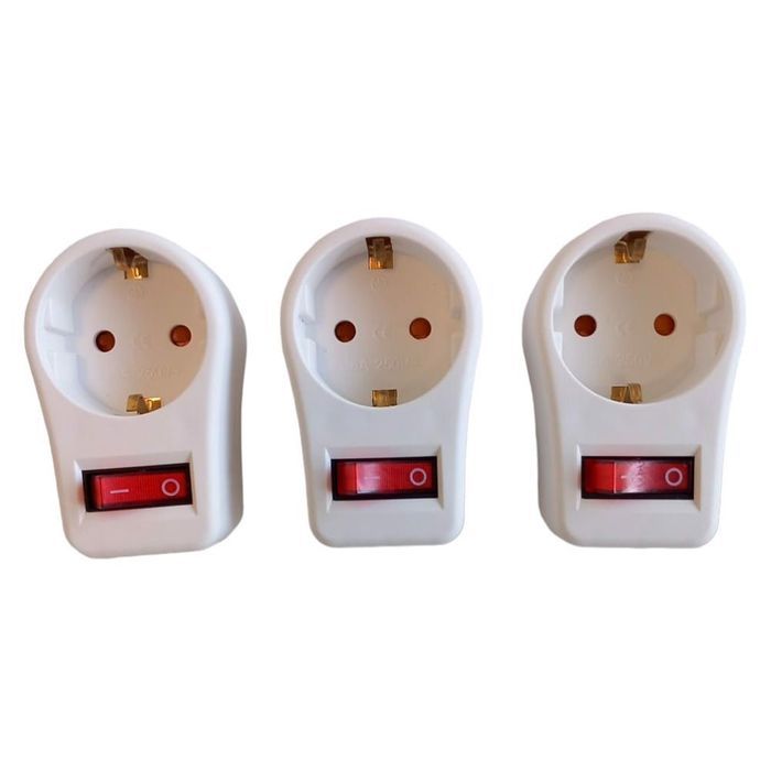 gniazdo elektryczne z wyłącznikiem adapter 3szt