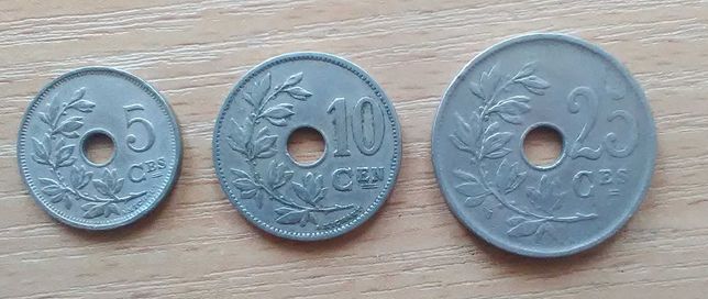 Монеты Бельгии, 1921, 1924, 1925 г.