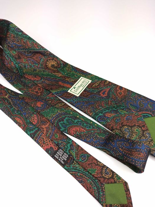 Del Mare 1911 zielony jedwabny krawat paisley zm63