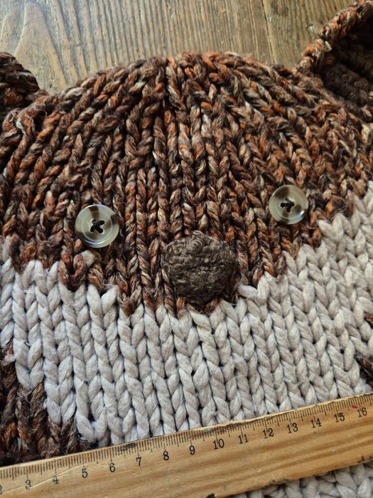 Czapka zimowa vintage młodzieżowa dziecięca brązowy miś z uszami