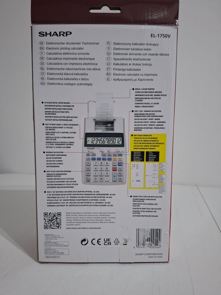 Sharp SH-EL1750V kalkulator drukowania