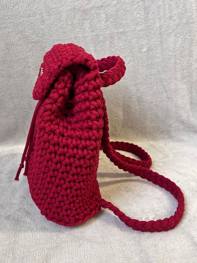 Plecak wiśniowy handmade