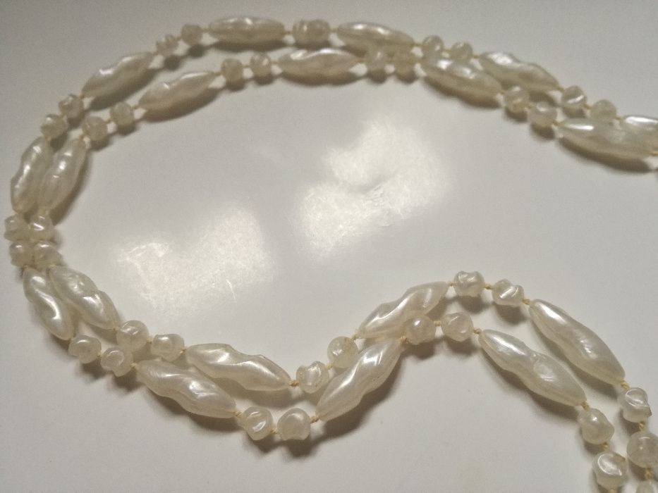 naszyjnik imitacja perel perły korale biale