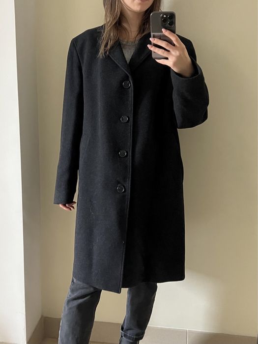 Вовняне сіре чоловіче пальто від bugatti