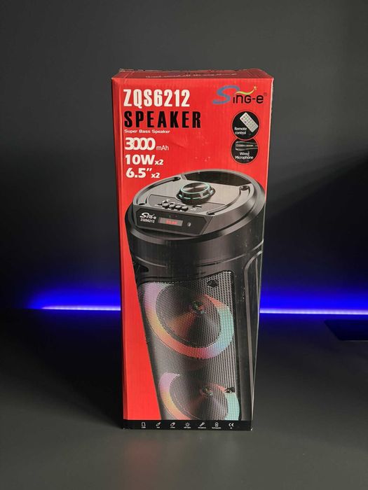 Głośnik Bluetooth SPEAKER ZQS6212 Kolumna LED z mikrofonem i pilotem