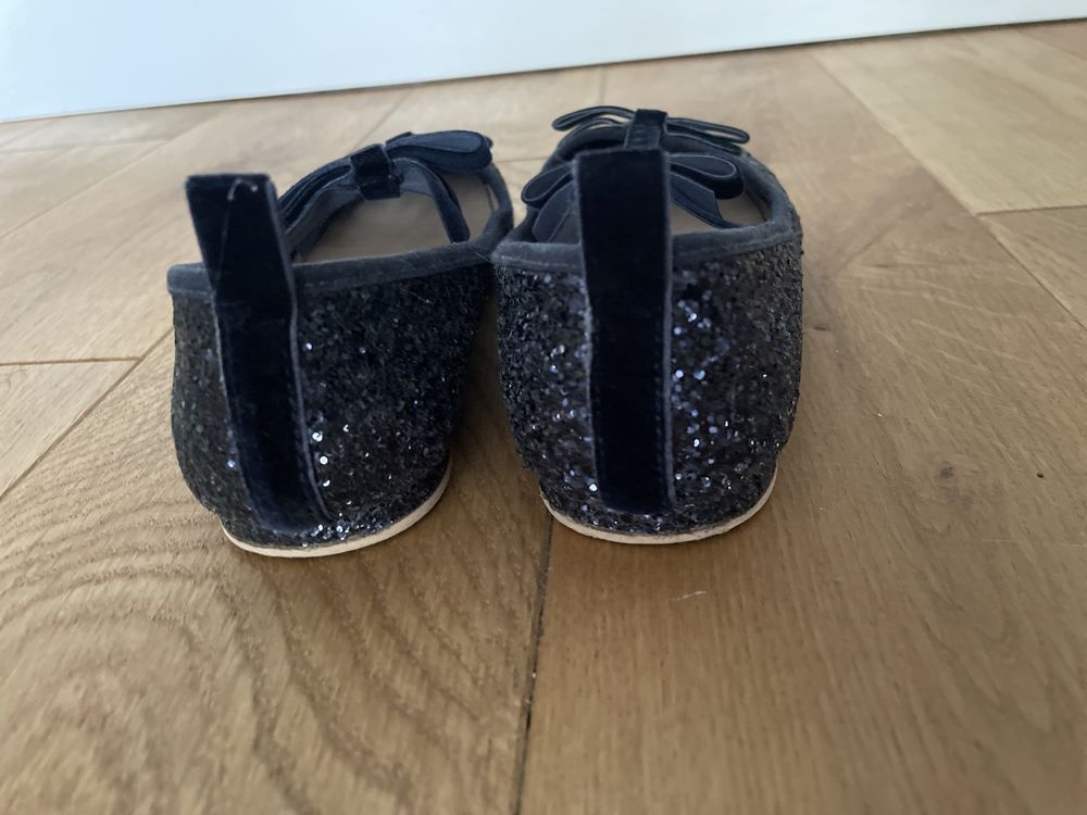 Baleriny Zara roz 31 czarne granatowe brokatiwe