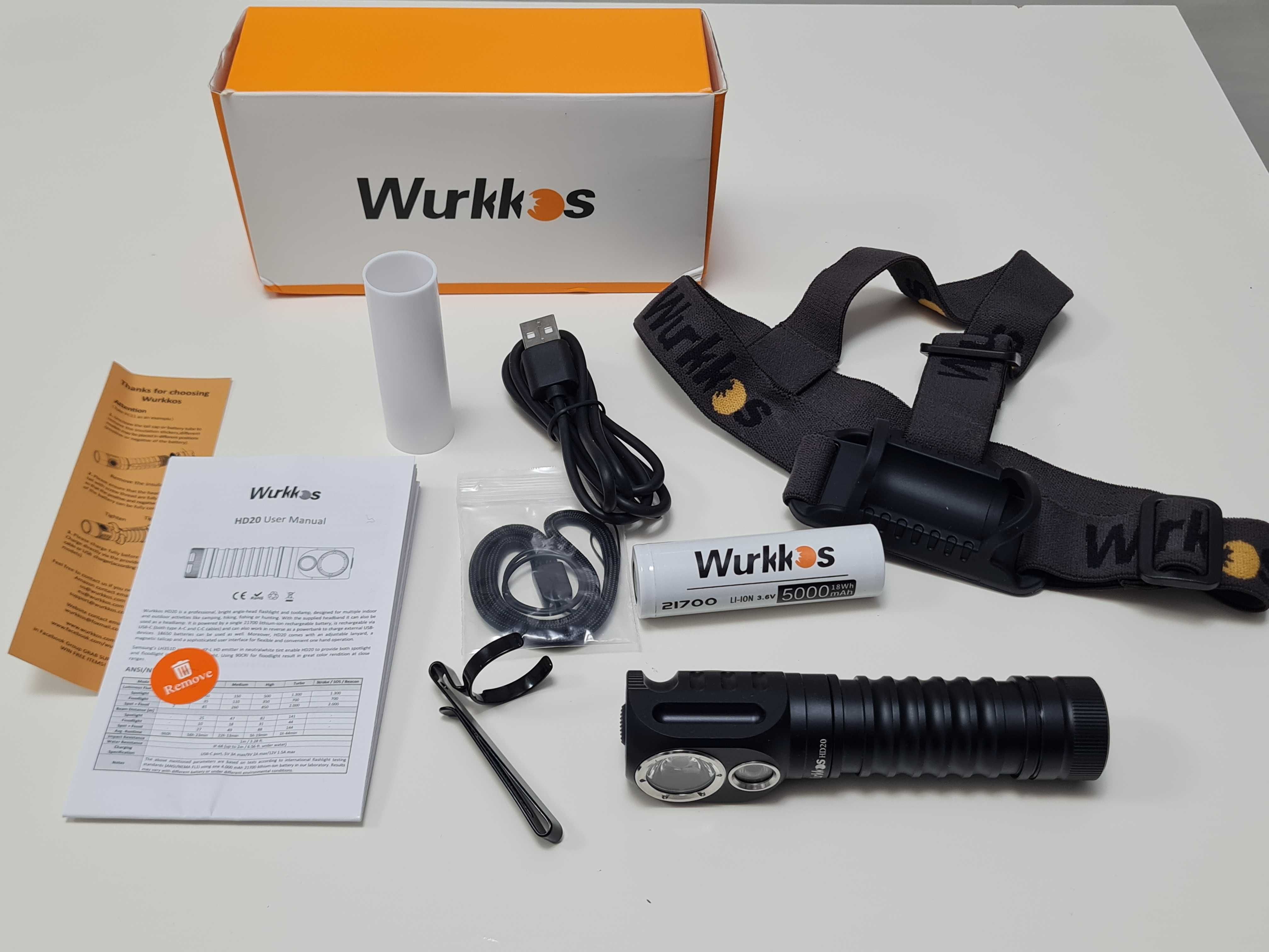 Profesjonalna Latarka czołowa Wurkkos HD20, ogniwo 4800mAh magnes