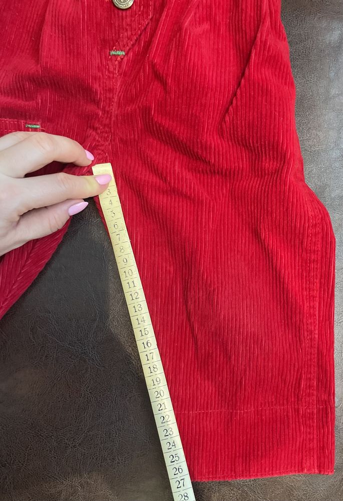Червоний вільветовий комбінезон штани для дівчинки
