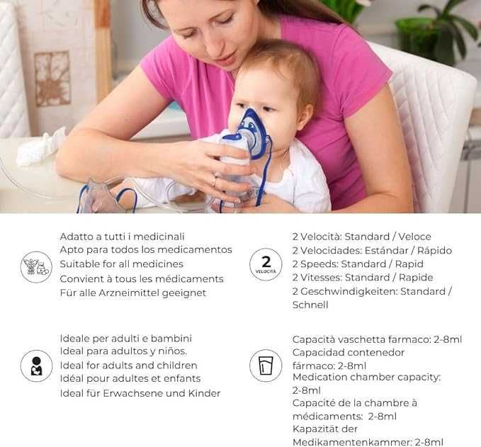 Nuvita Inhalator z nebulizatorem maska Urządzenie do inhalacji 2 w 1