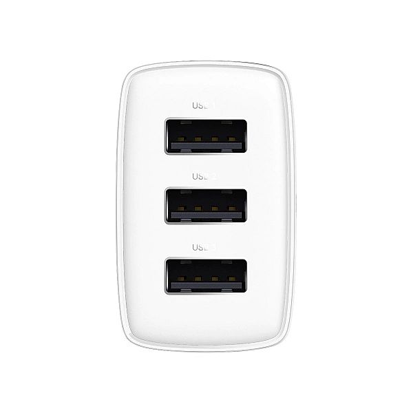 Baseus Compact ładowarka sieciowa 3x USB 17W biały (CCXJ)