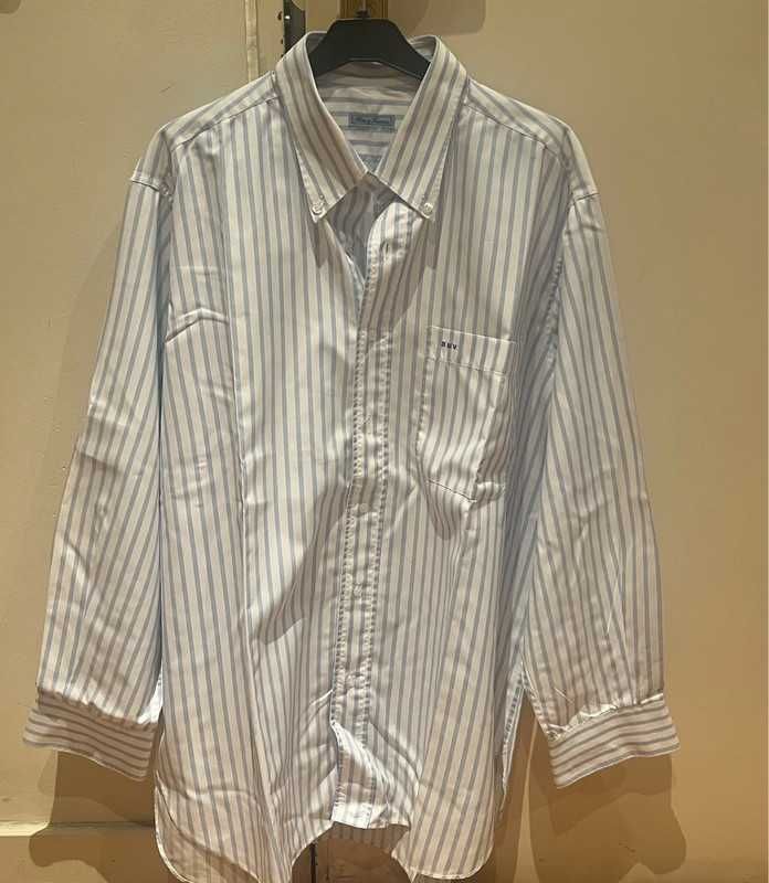 Camisa homem branca com riscas Rosa e Teixeira