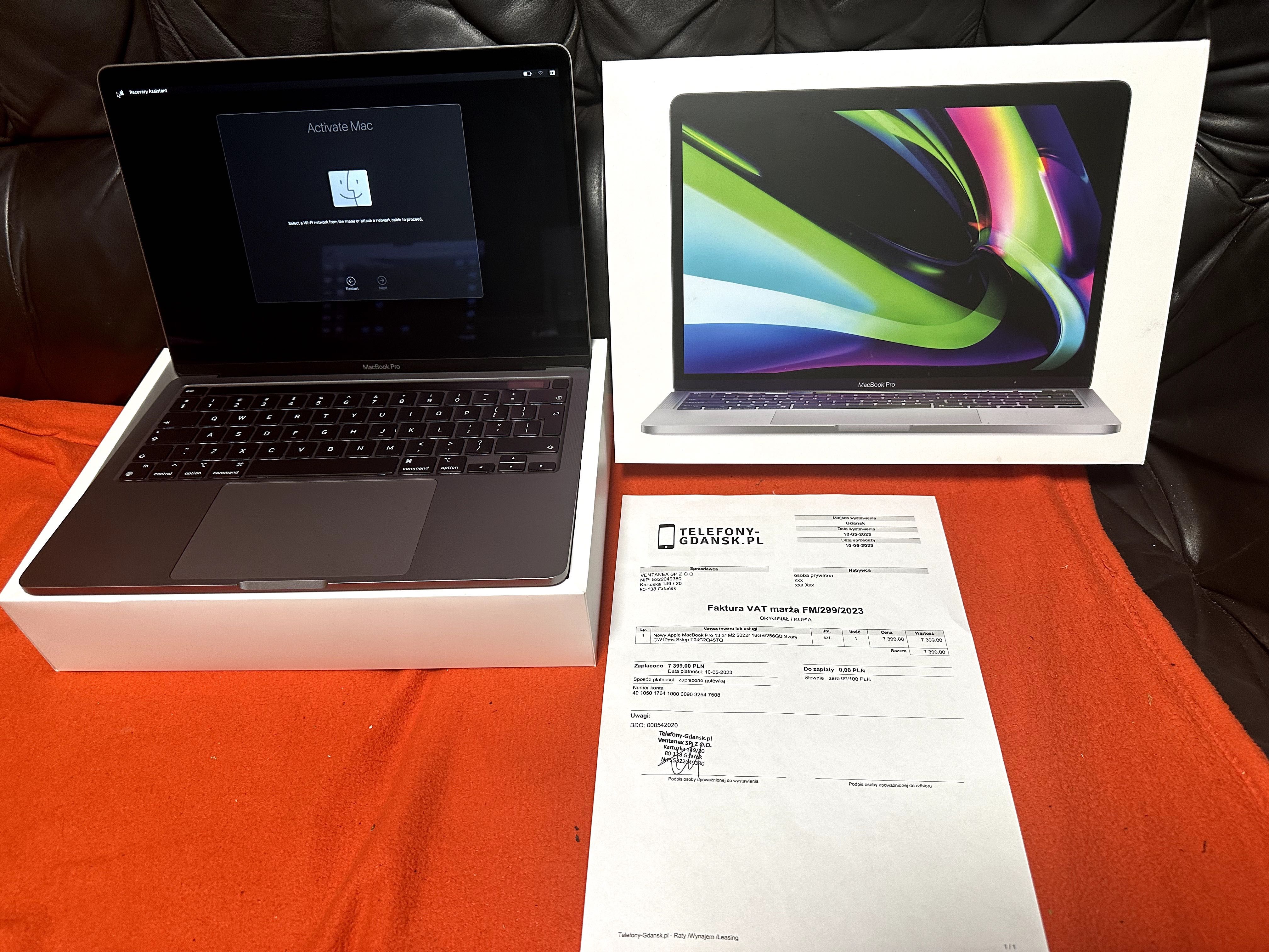Wyjątkowy MacBook Pro13" M2 2022  16 GB RAM 10-rdzeniowy GPU Touch Bar
