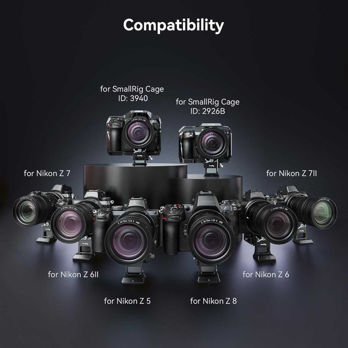 SMALLRIG 4306 Obrotowa płyta montażowa Nikon Z, Arca, płytki MFT RC2