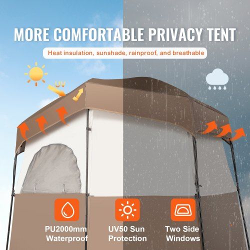 Tenda de chuveiro de acampamento  Tenda de privacidade 2 quartos abrig