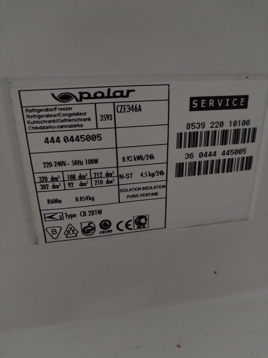 Półki i szuflady do lodówki Polar CZE346A