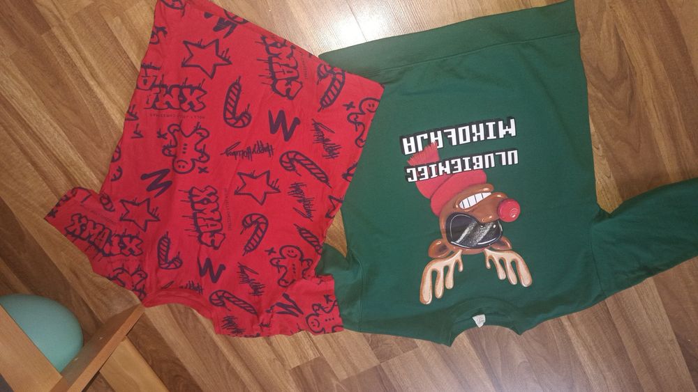 Bluza renifer 164 +koszulka święta