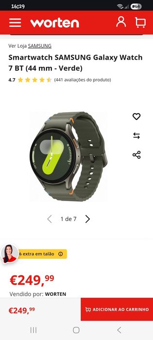 Smartwatch SAMSUNG Galaxy Watch 7 BT (44 mm - Verde)