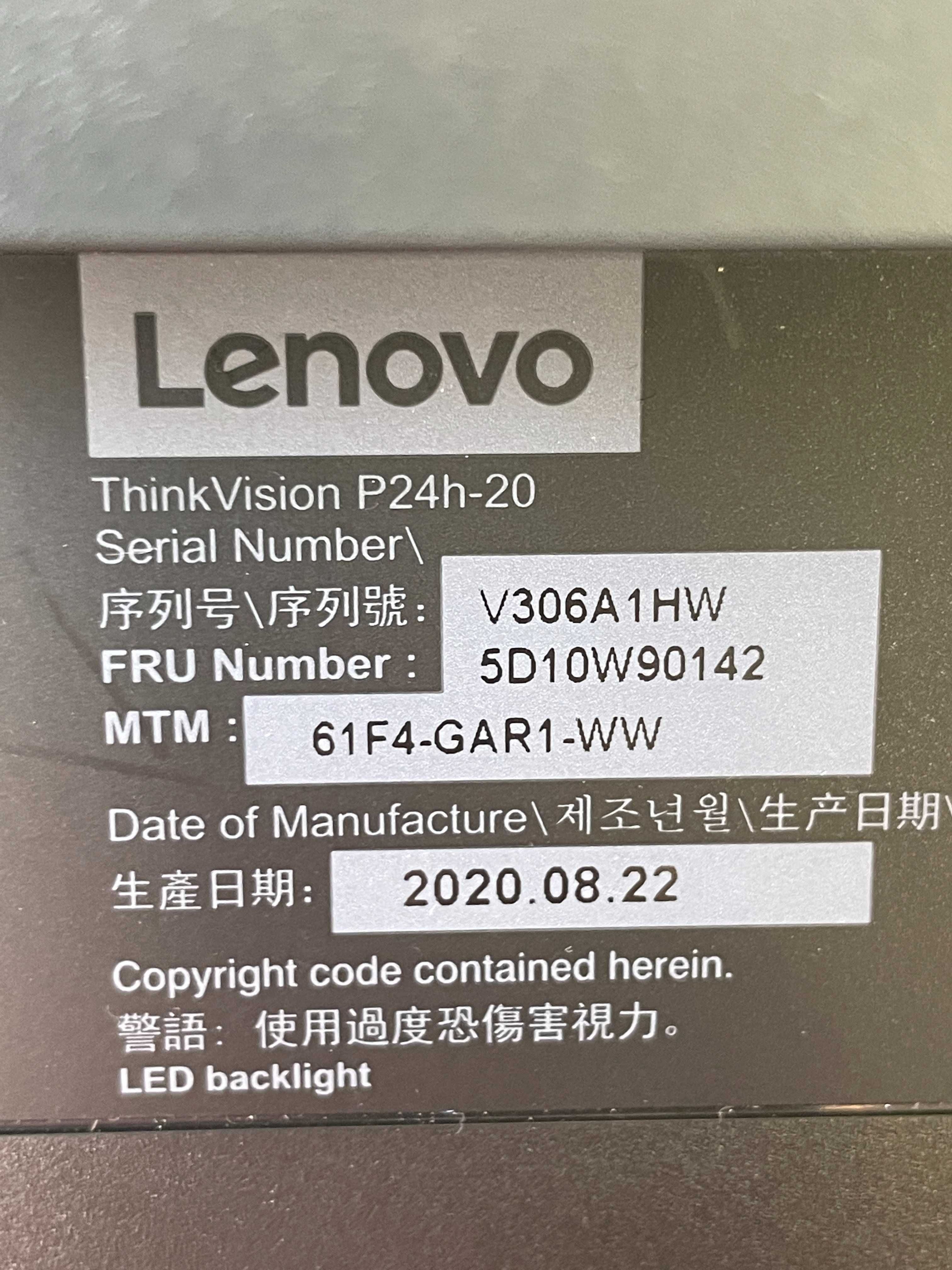 Quad HD Монітор 23.8" Lenovo ThinkVision P24h-20 Дефект Матриці