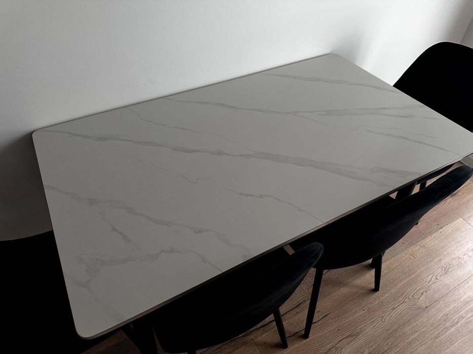 Stół ceramiczny LORIS 120CM Biały + 4 Krzesła