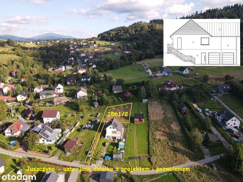 Na sprzedaż działka 898 mkw z pozwoleniem na dom 198 mkw - Juszczyna.